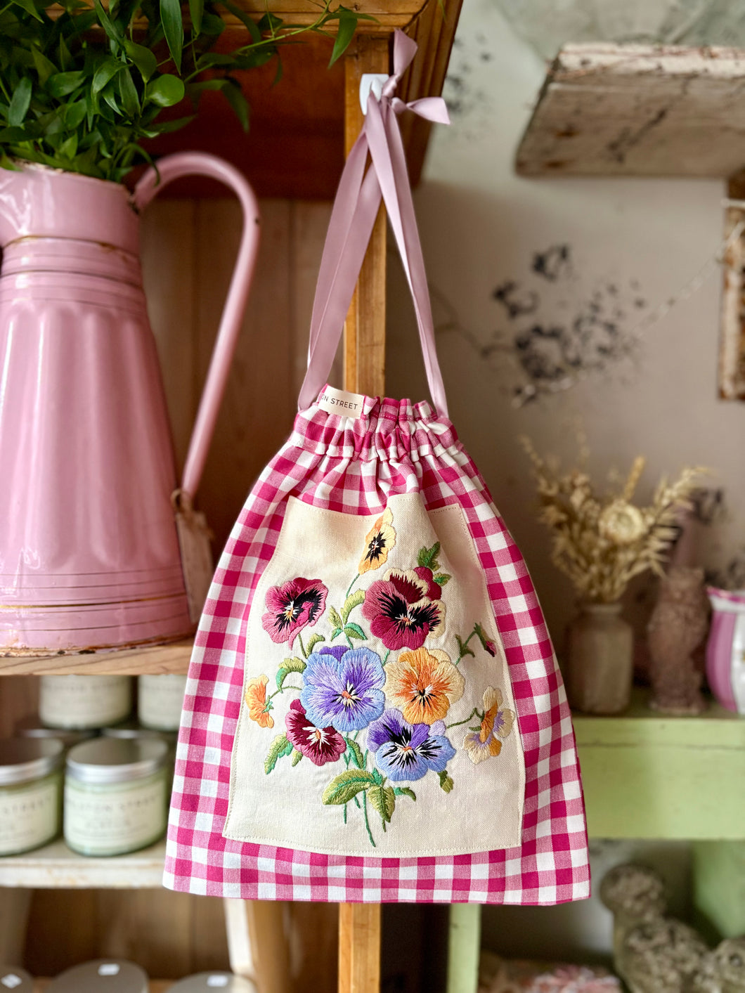 Floral Drawstring Bag