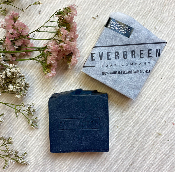 Charcoal, Rose & Cedarwood - Evergreen Natural Soap