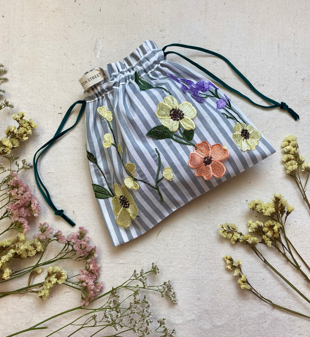 Floral Drawstring Bag - Small