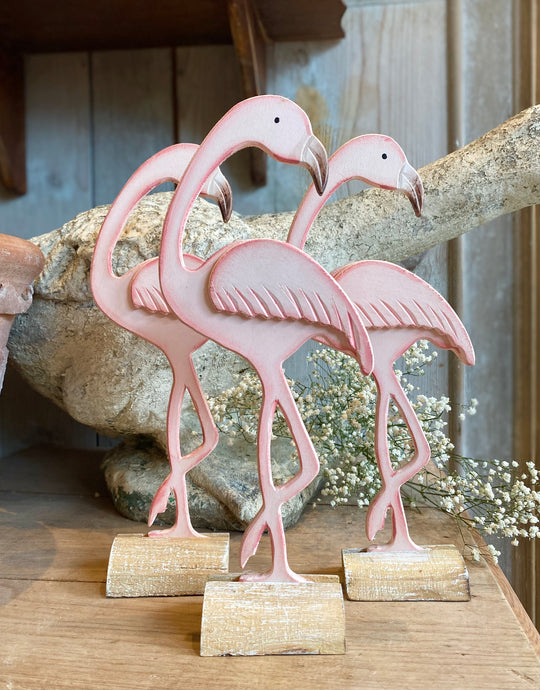 Small Wooden Flamingo