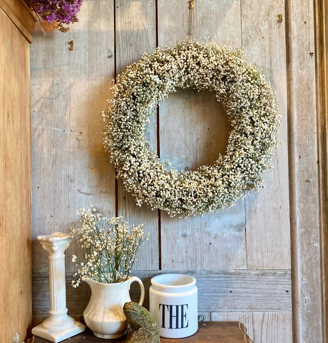 Dried Gypsophila Wreath - Medium