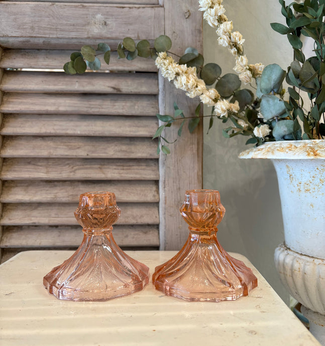 Vintage Pink Candlesticks