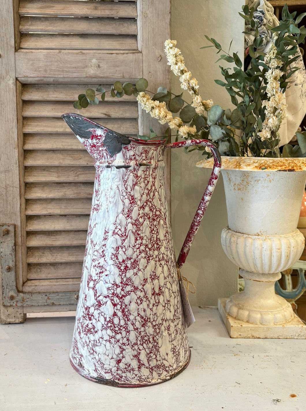 French Enamel Jug