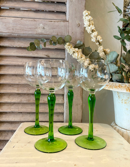 Vintage Green Wine Glasses